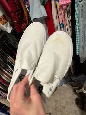 Vans White Slip-On Canvas Shoes